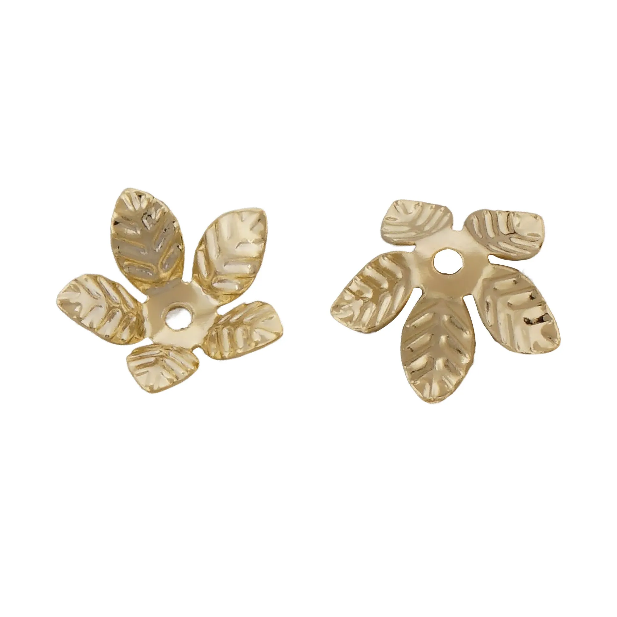 20pcs 14k Gold Filled Bead Caps, 12mm Brass Flower Cap, 5 petals Leaf Shape Flower Cap, floral shape bead caps 10417850