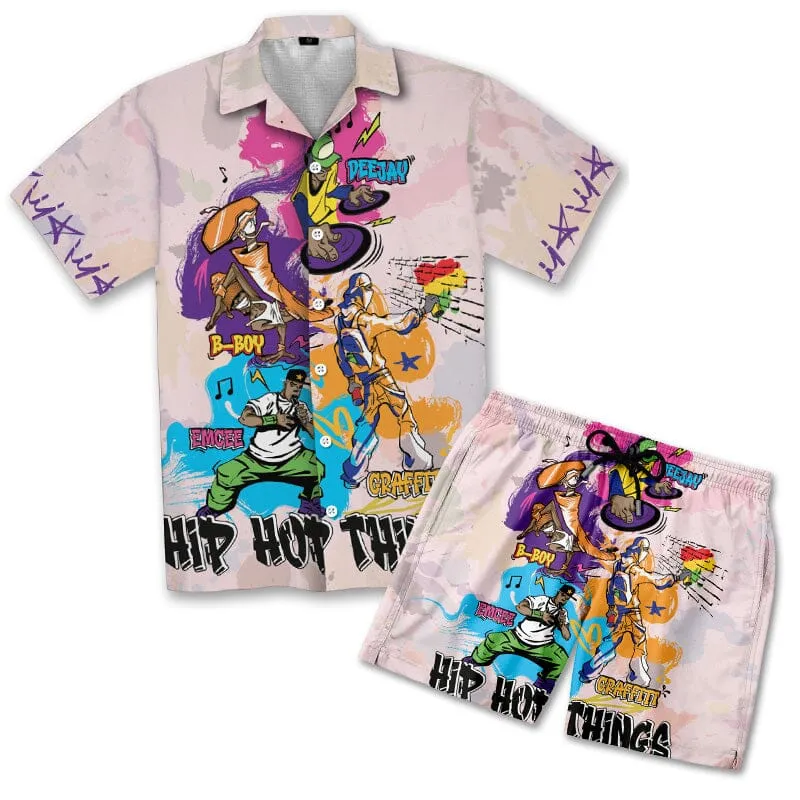 4 Elements Of Hip Hop Hawaiian Shirt and Shorts Set