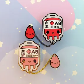 AB  Positive Blood Bag-- Hard Enamel Collar Pin -- Kawaii Medical Pins Series