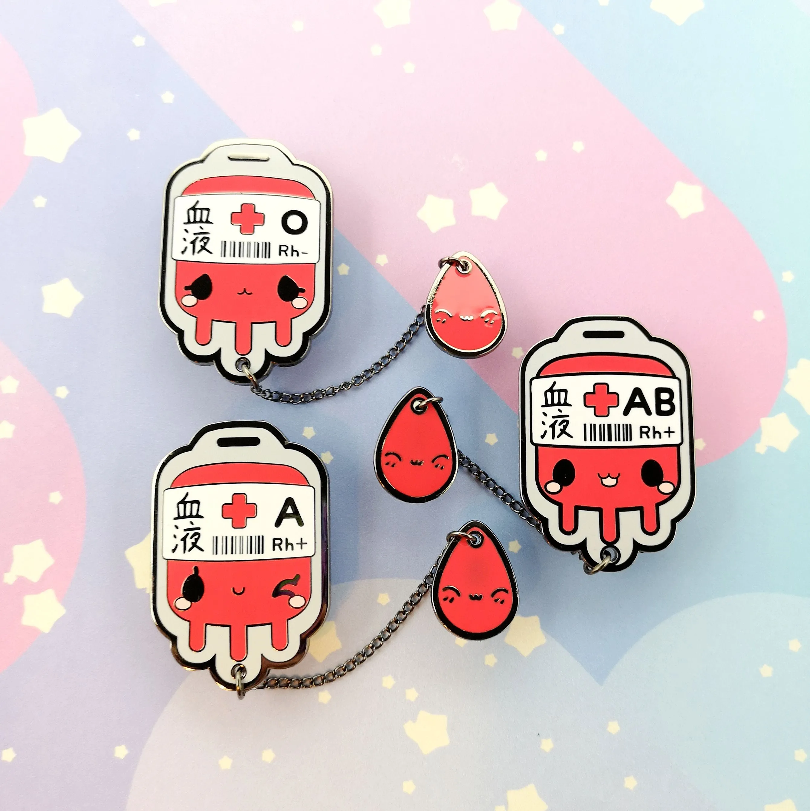 AB  Positive Blood Bag-- Hard Enamel Collar Pin -- Kawaii Medical Pins Series