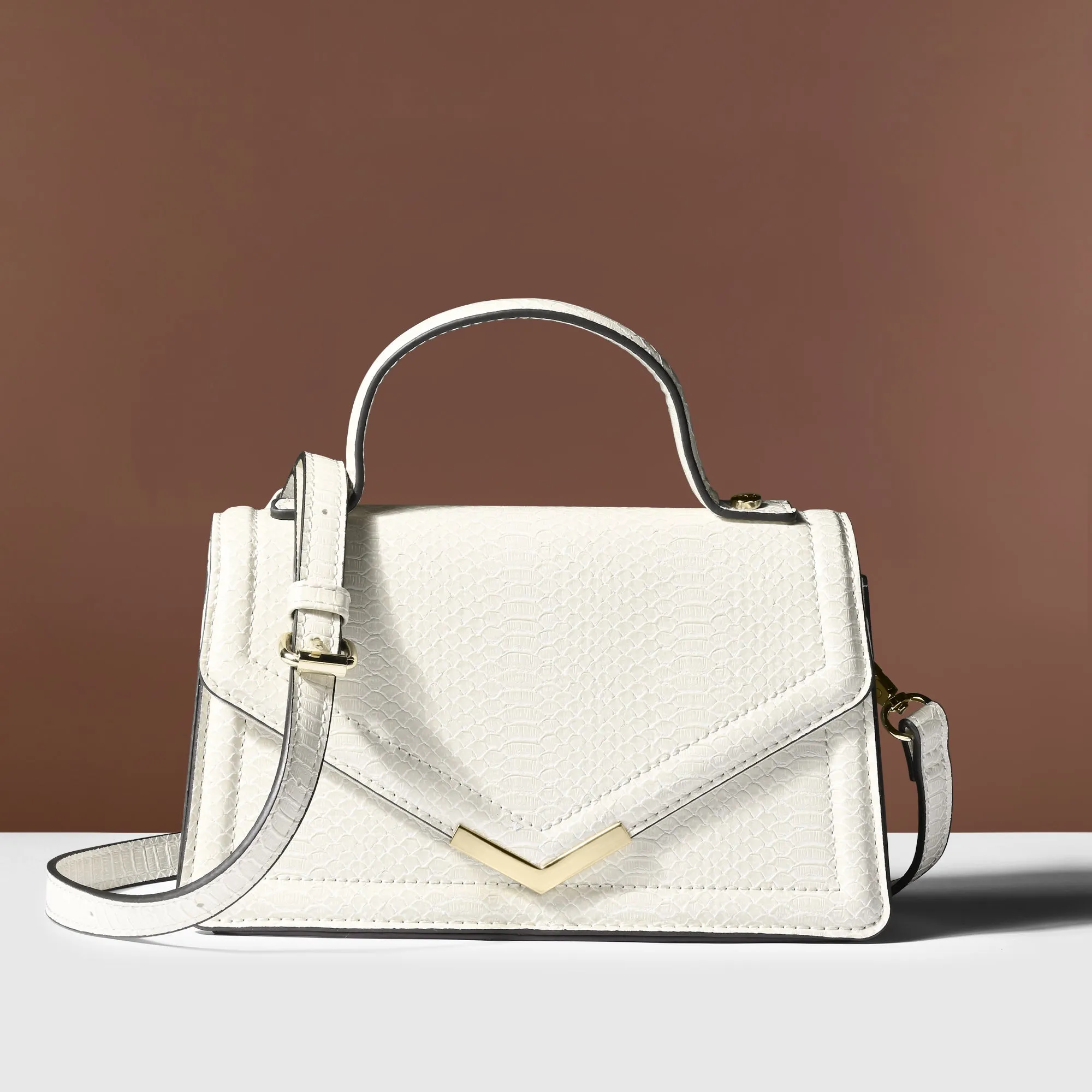 Accessorize London Women's Cream Top Handle Satchel Sling Bag