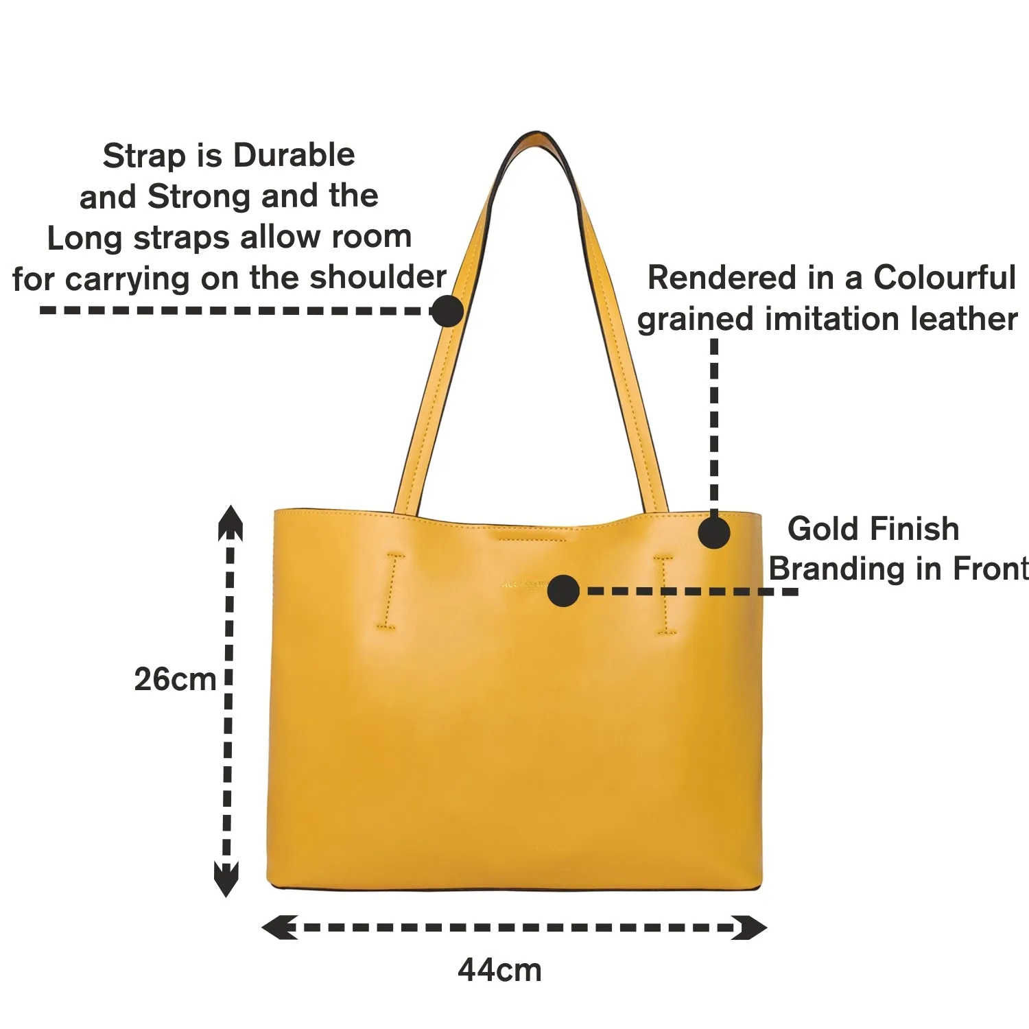 Accessorize London Women's Faux Leather Leo Tote Bag - Ochre