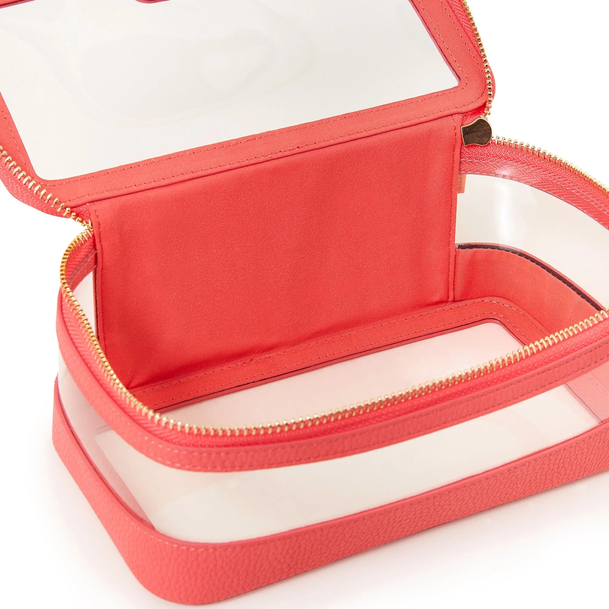 Accessorize London Women's Faux Leather Red Clear Make Up Bag