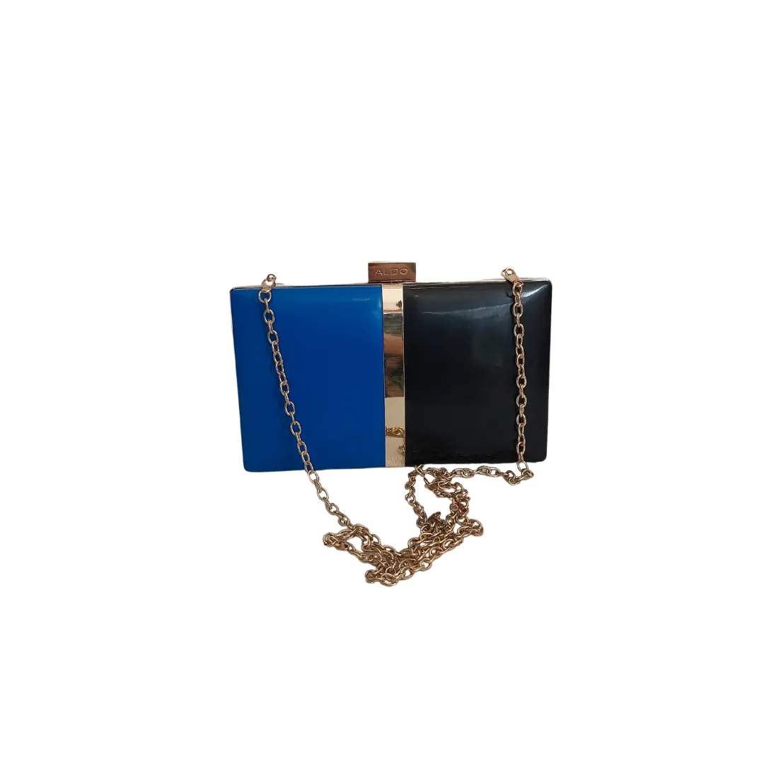 ALDO Blue & Black Colour-block Metal Clutch | Brand New |