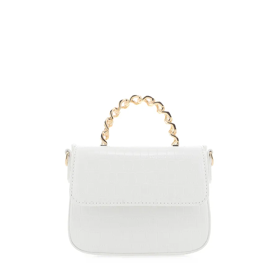 ALLAIAH HANDLE BAG - WHITE PATENT CROC