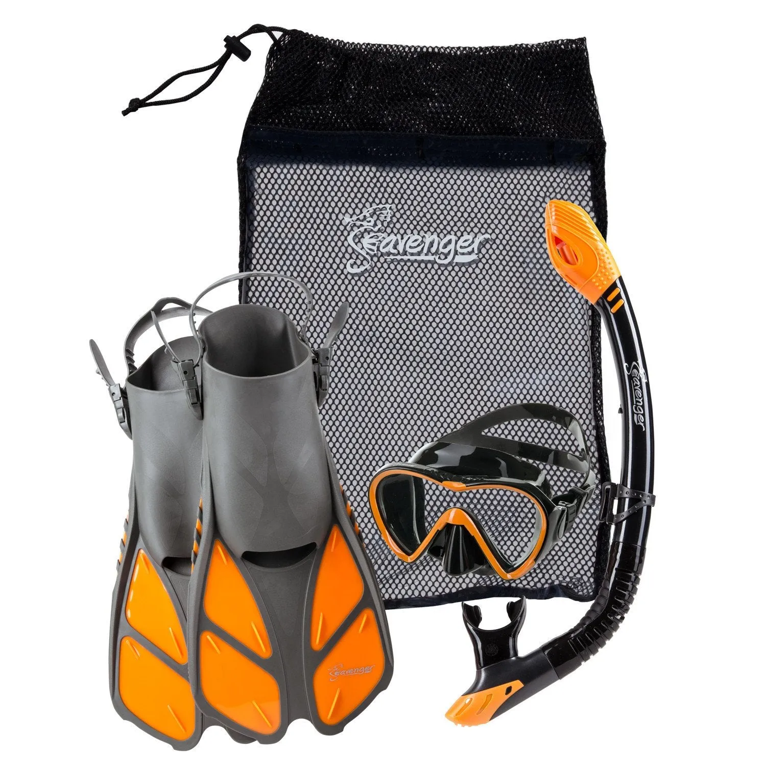 Aviator Snorkel Set - Black Silicone/Orange