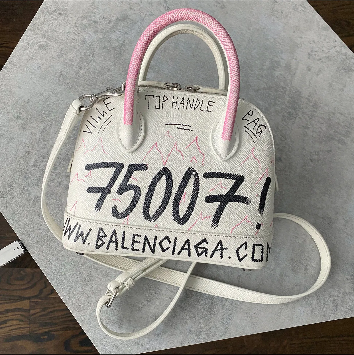 Balenciaga Limited Edition XXS Ville White Mini Crossbody Bag