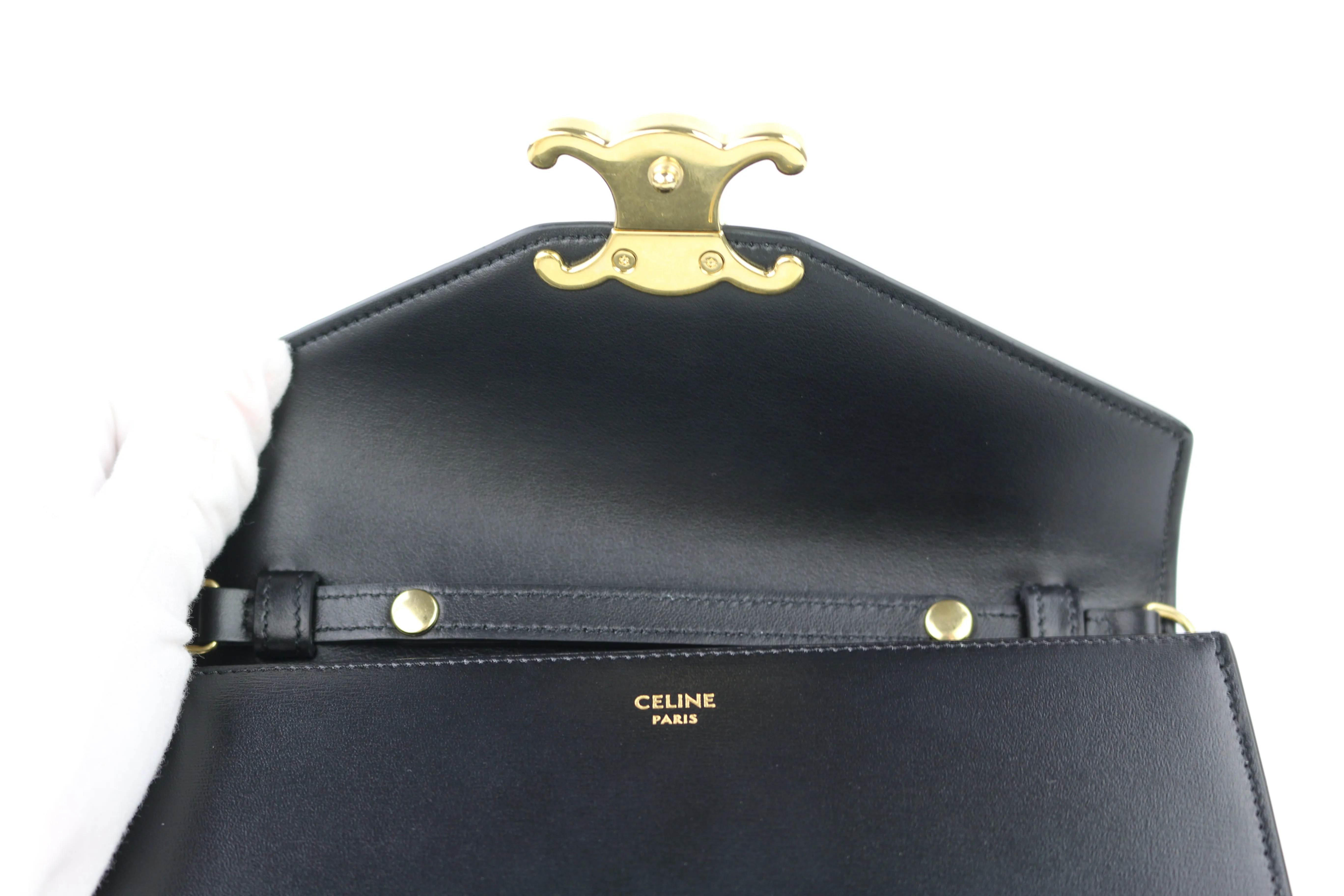 Black Calfskin Margo Wallet on a Chain