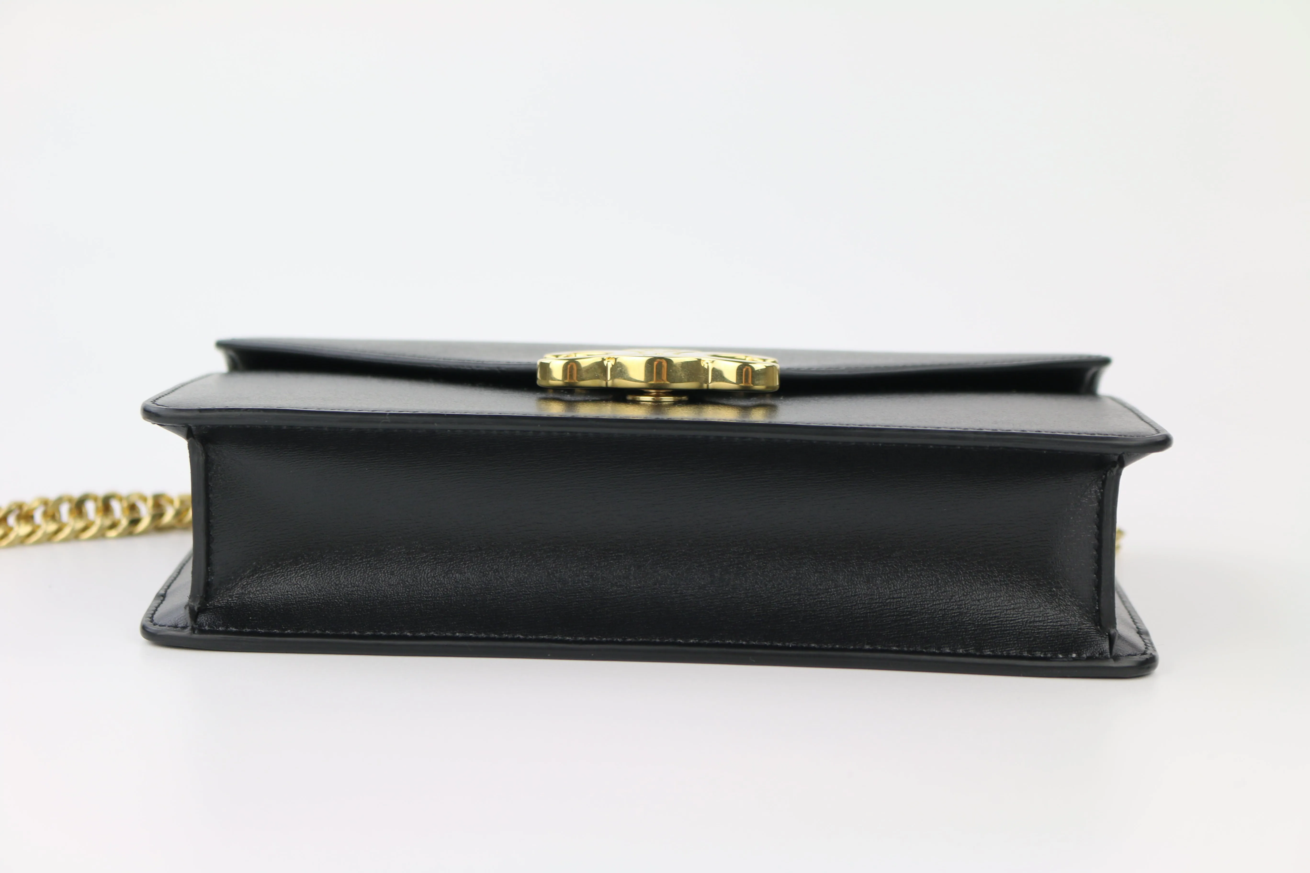 Black Calfskin Margo Wallet on a Chain