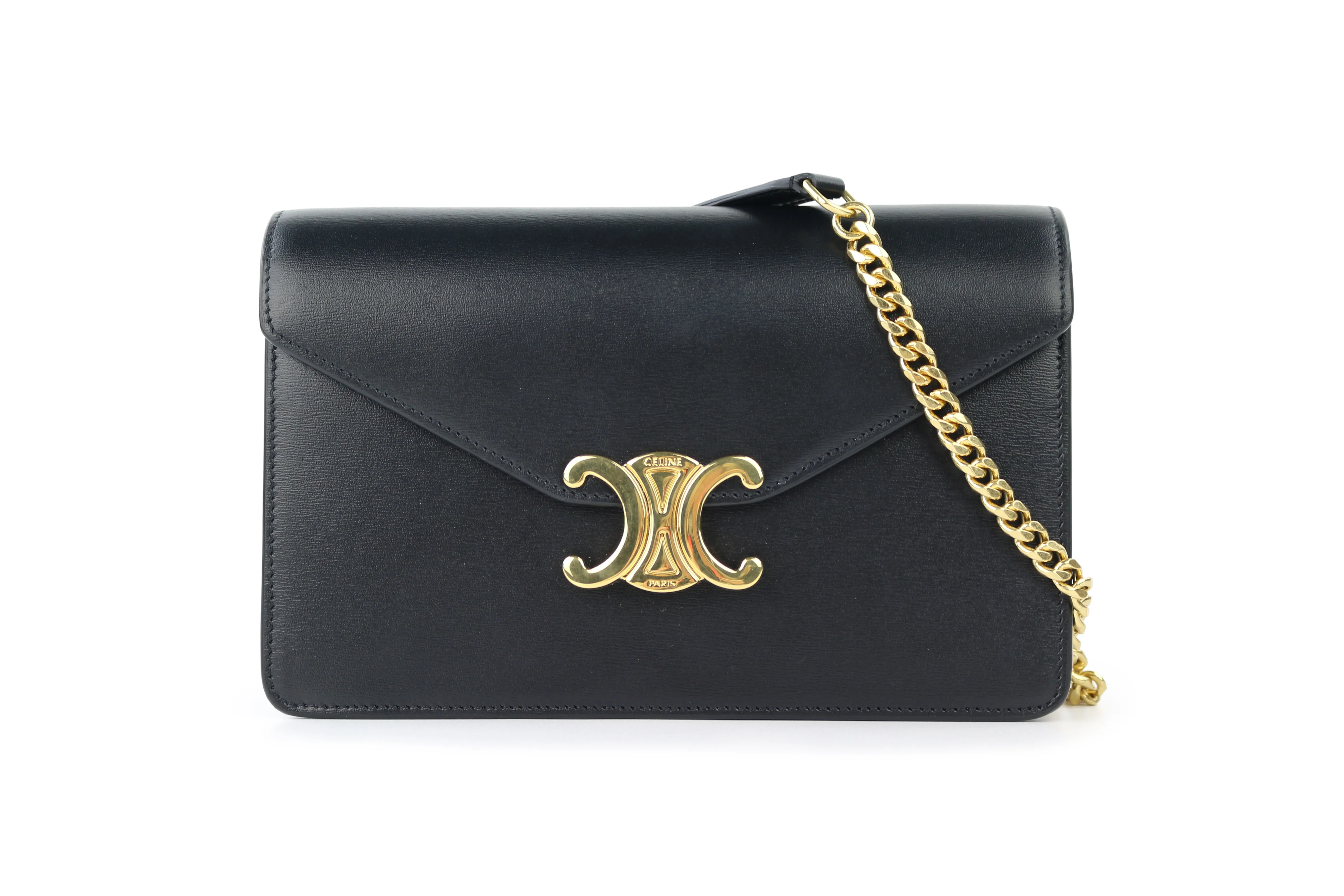 Black Calfskin Margo Wallet on a Chain