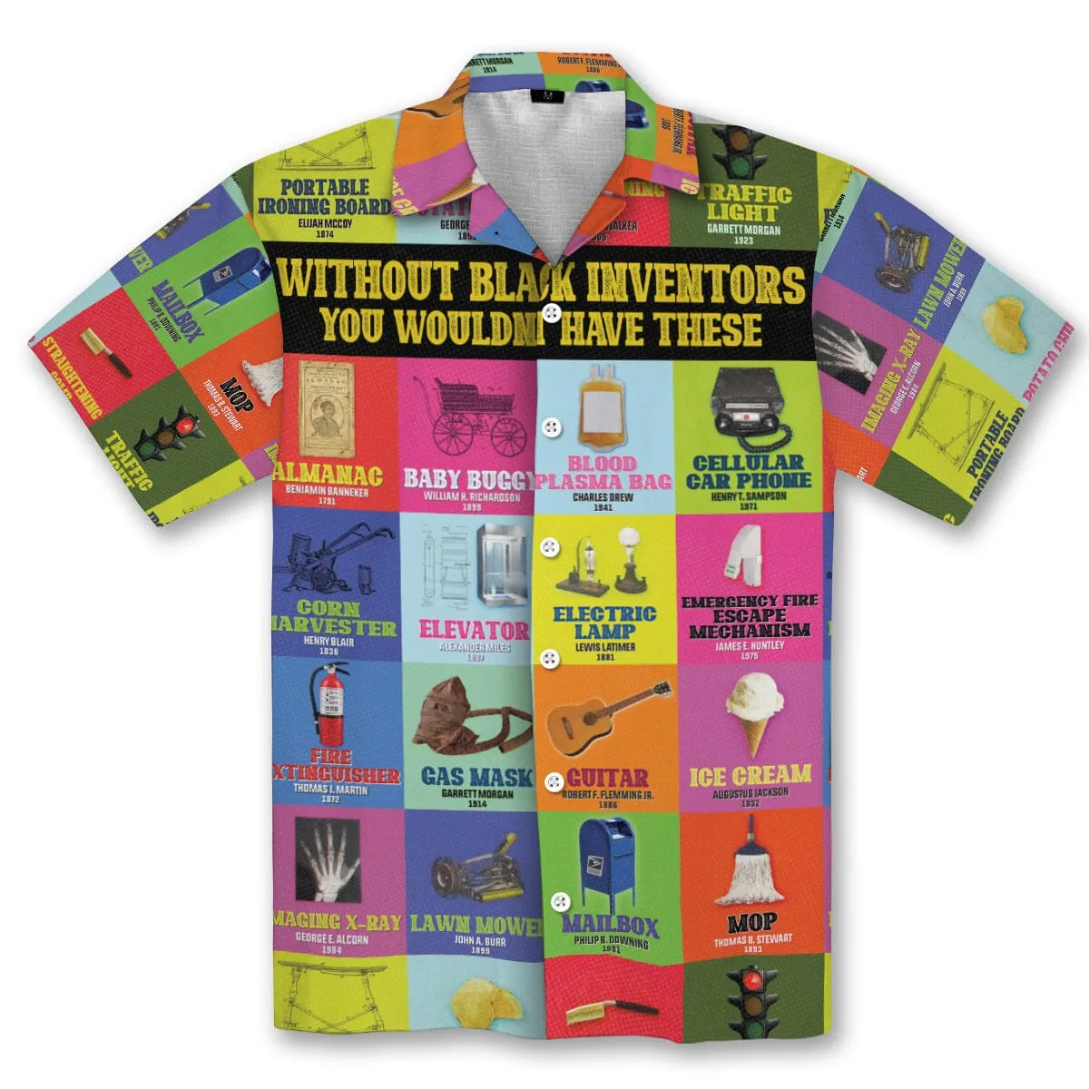 Black Inventions Hawaiian Shirt and Shorts Set