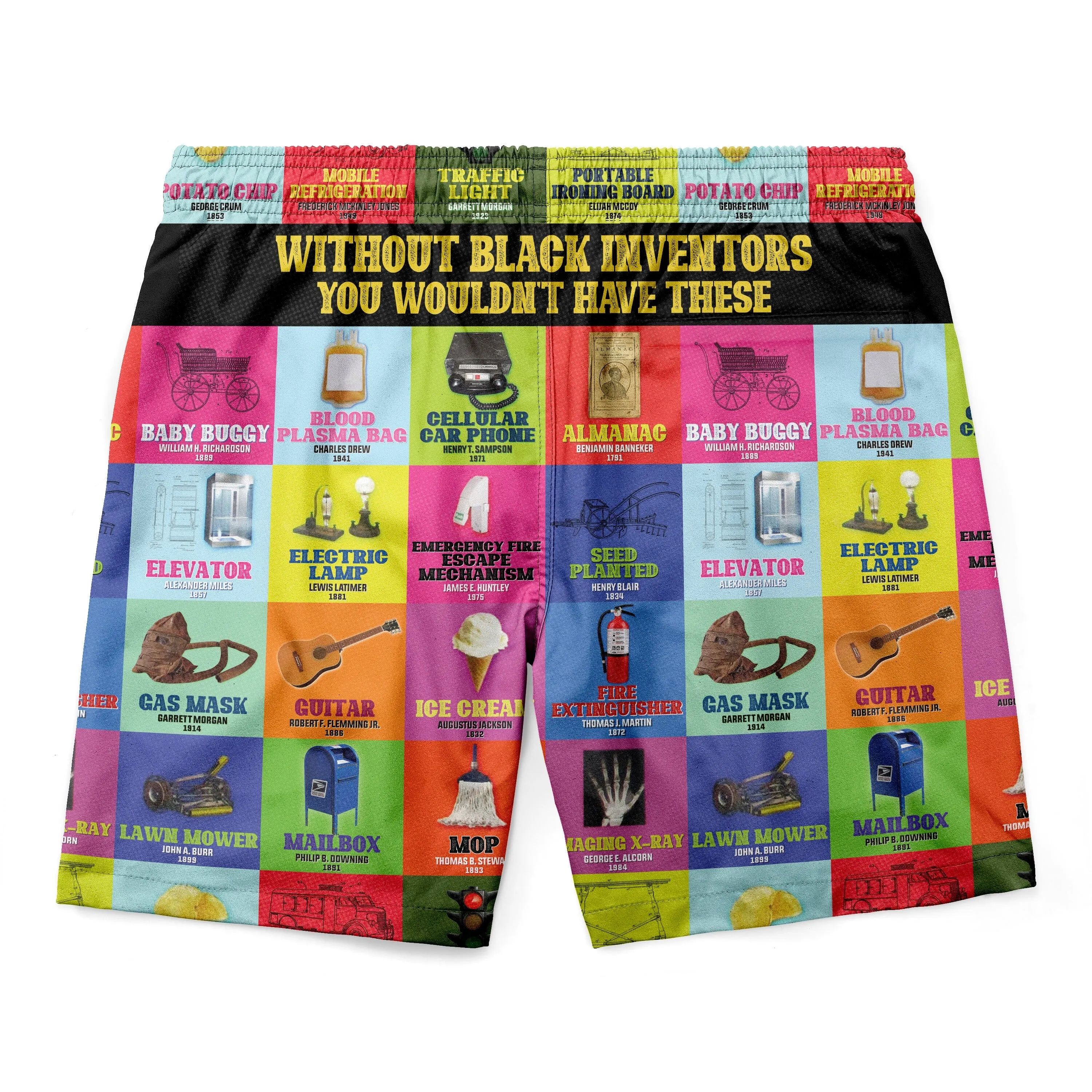 Black Inventions Hawaiian Shirt and Shorts Set