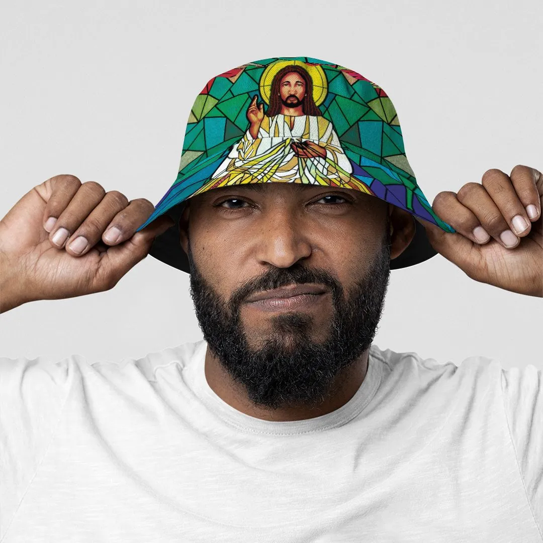 Black Jesus On The Stained Glass Bucket Hat