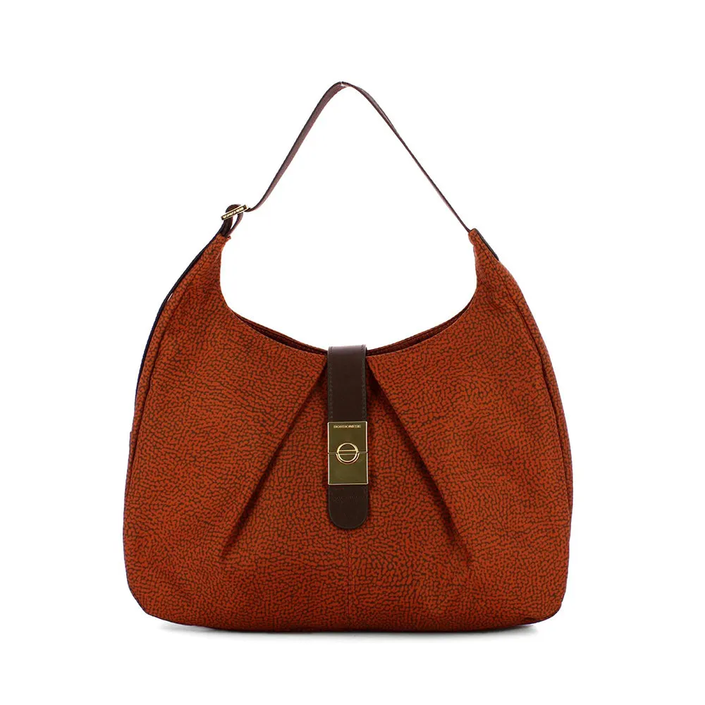 Borsa Donna Hobo Large BORBONESE linea Cortina in Tessuto Op Tabasco