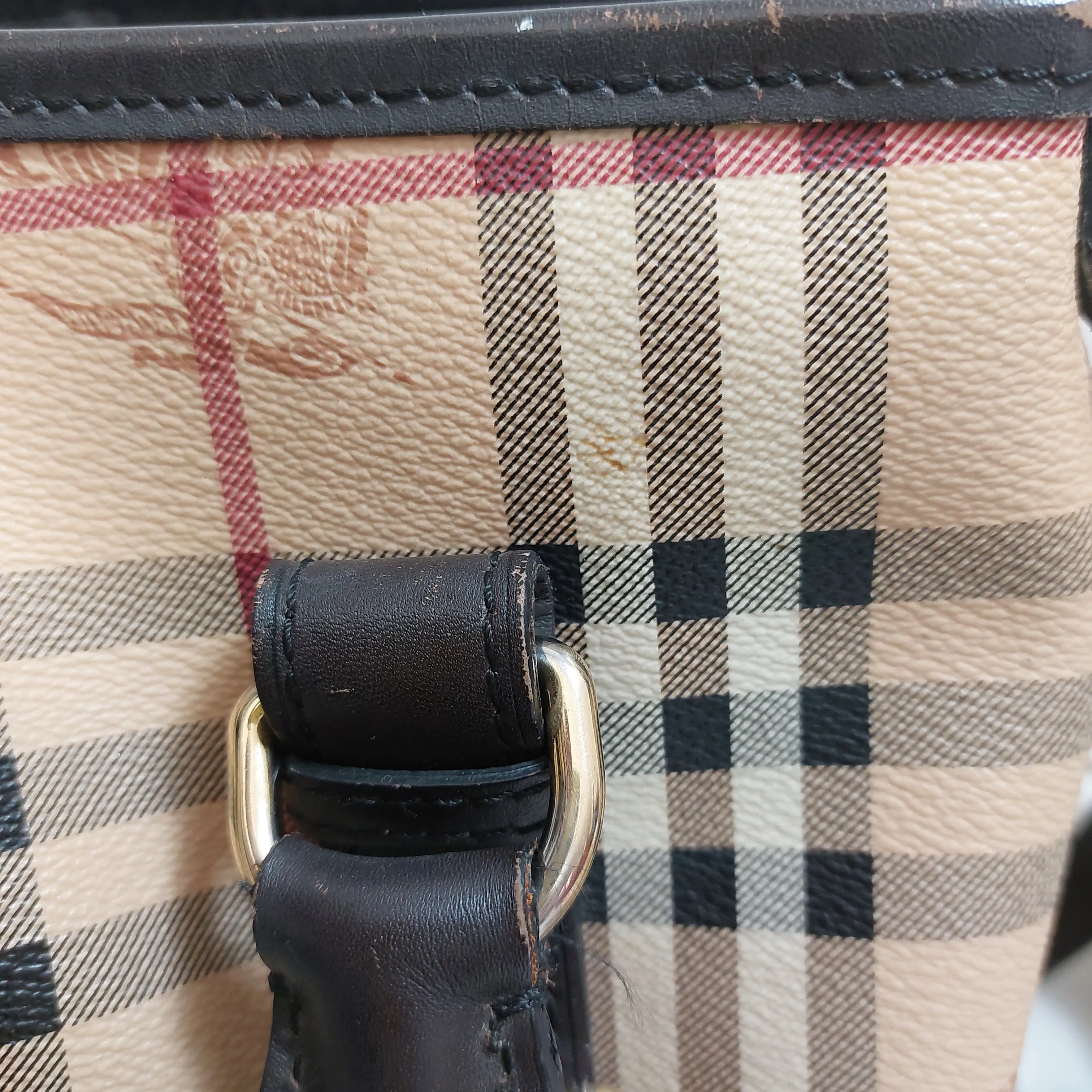 Burberry Haymarket Check and Leather Convertible Tote Bag | Pre Loved |