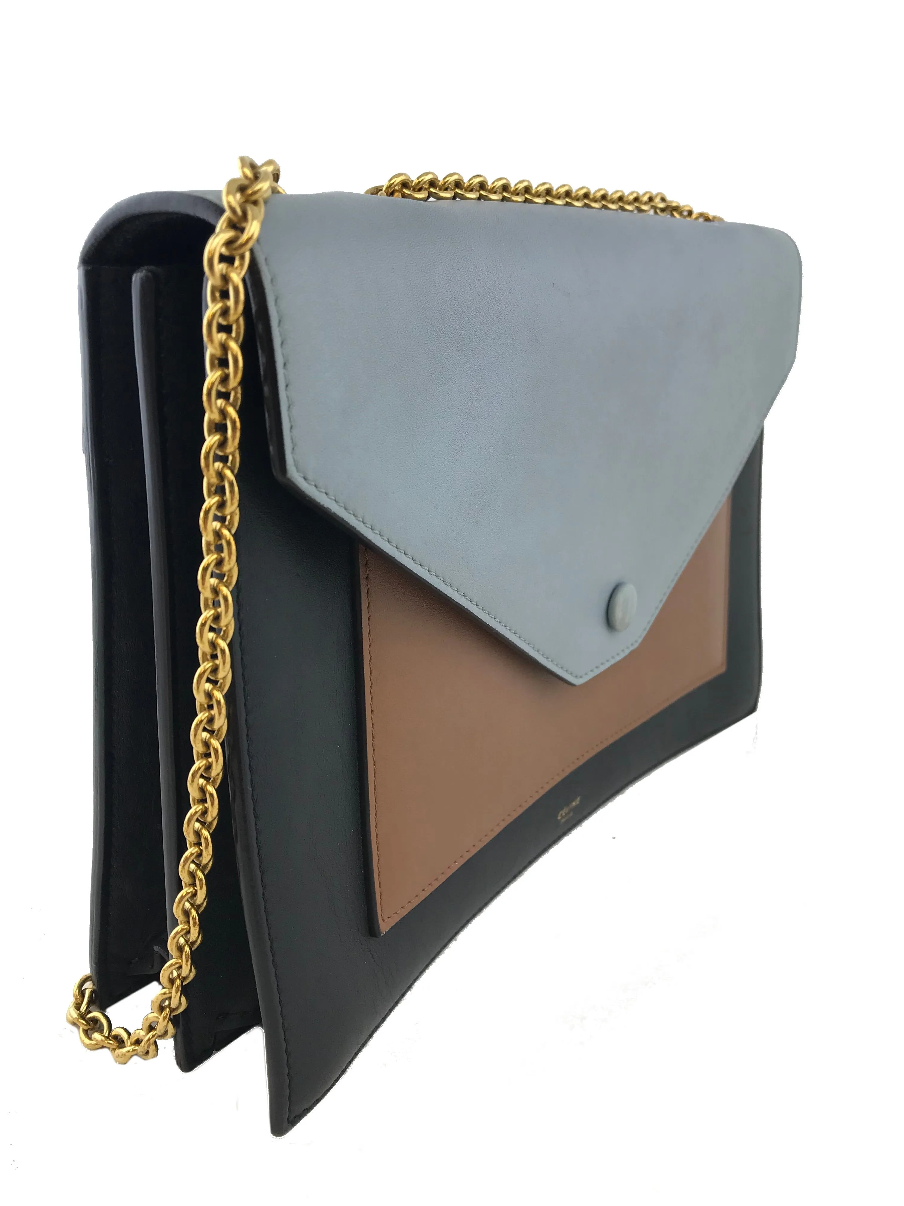 Celine Tricolor Leather Envelope Pocket Bag