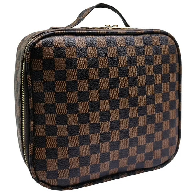 Checkered Makeup Organizer Cosmetic Bags Woman S4982285