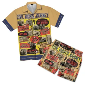 Civil Rights Events in 50s Style Hawaiian Shirt and Shorts Set