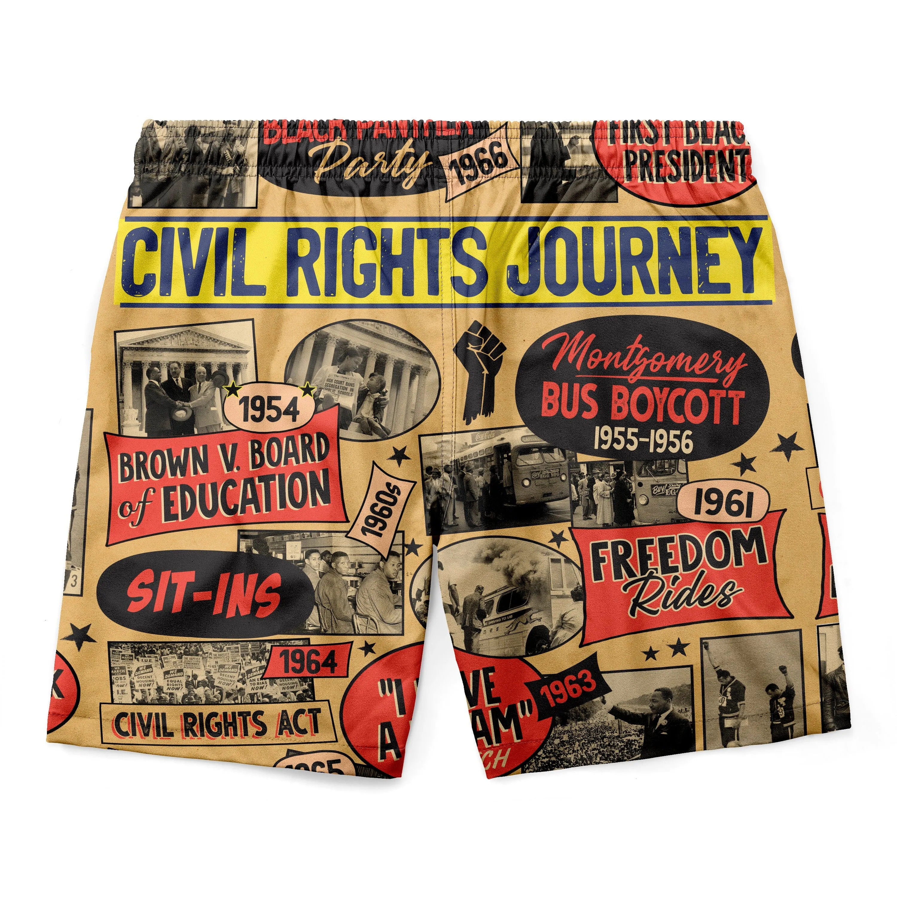 Civil Rights Events in 50s Style Hawaiian Shirt and Shorts Set