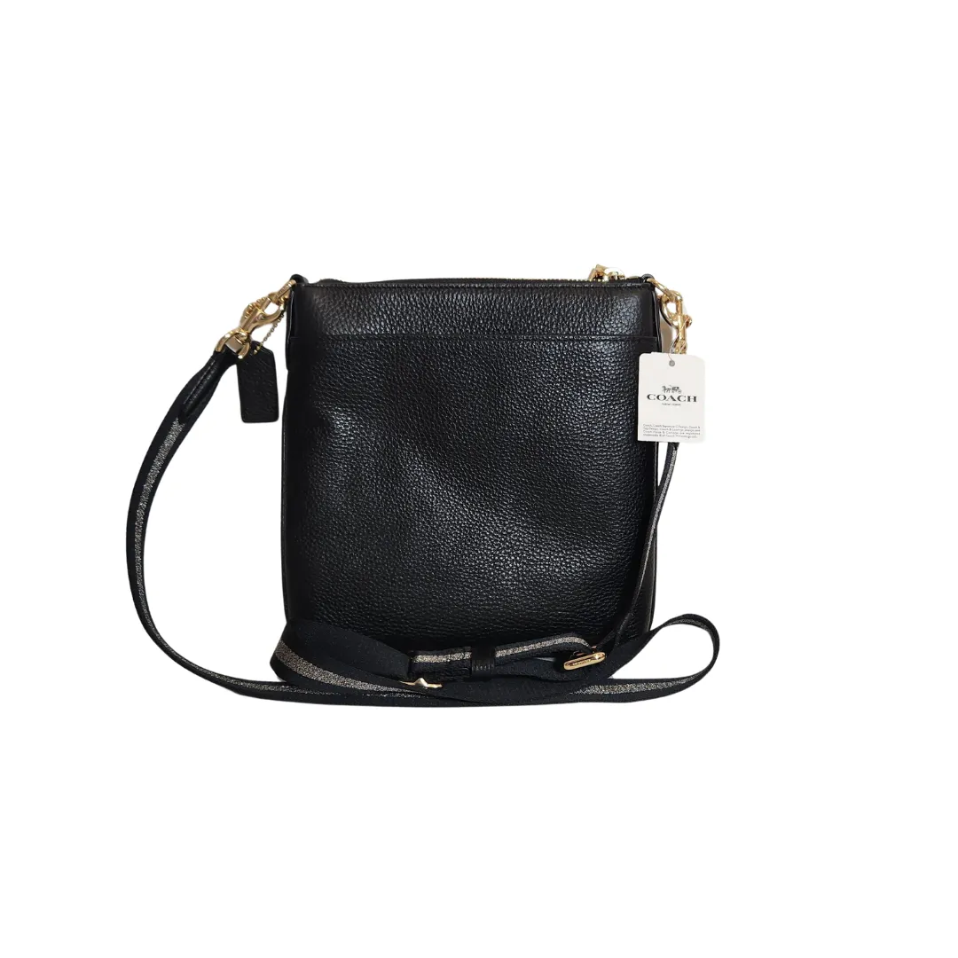 Coach Black Leather Slim 'Jes' Horse Buggy Crossbody Bag | Brand New |