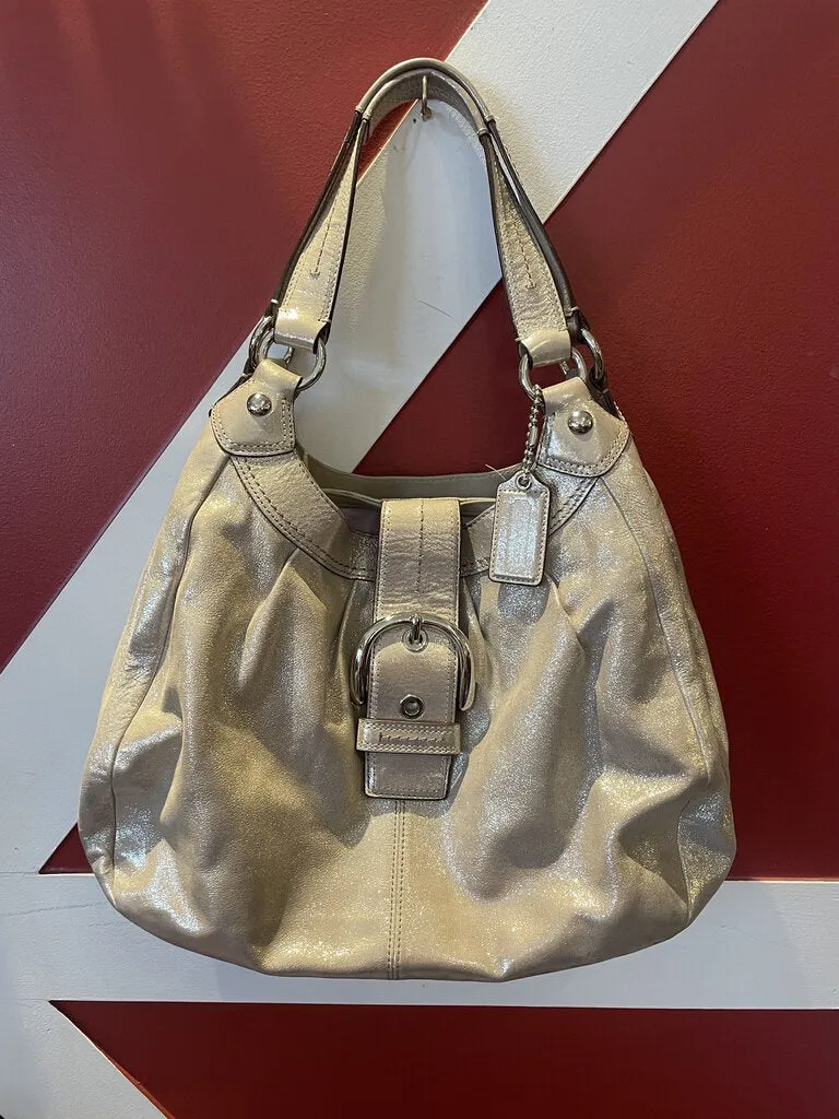 Coach Lynn Soho Metallic Silver Hobo Shoulder Bag