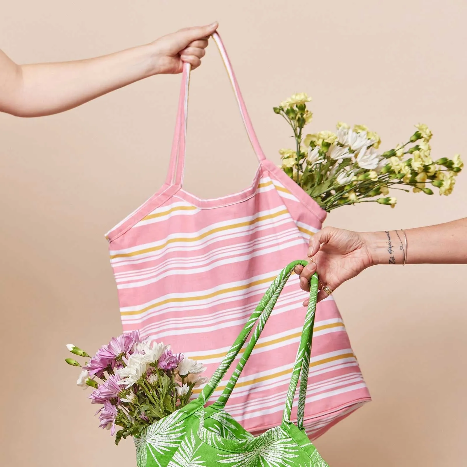 Cottage Melon Stripe Bucket Bag