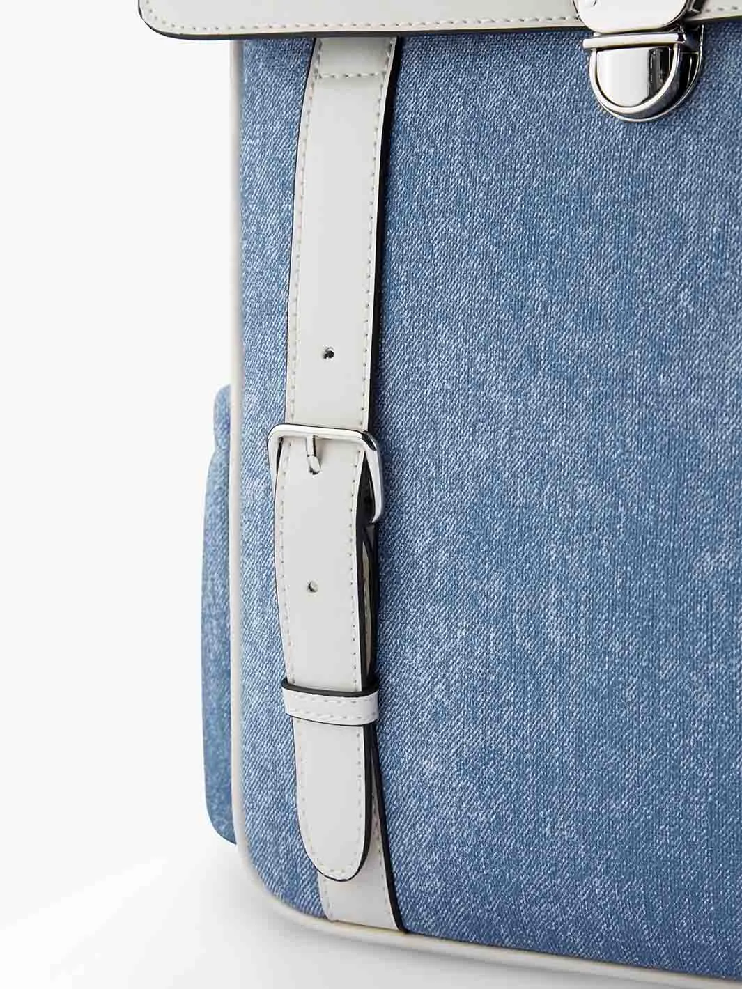 Denim-Inspired PU Fabric 15.6-Inch Backpack