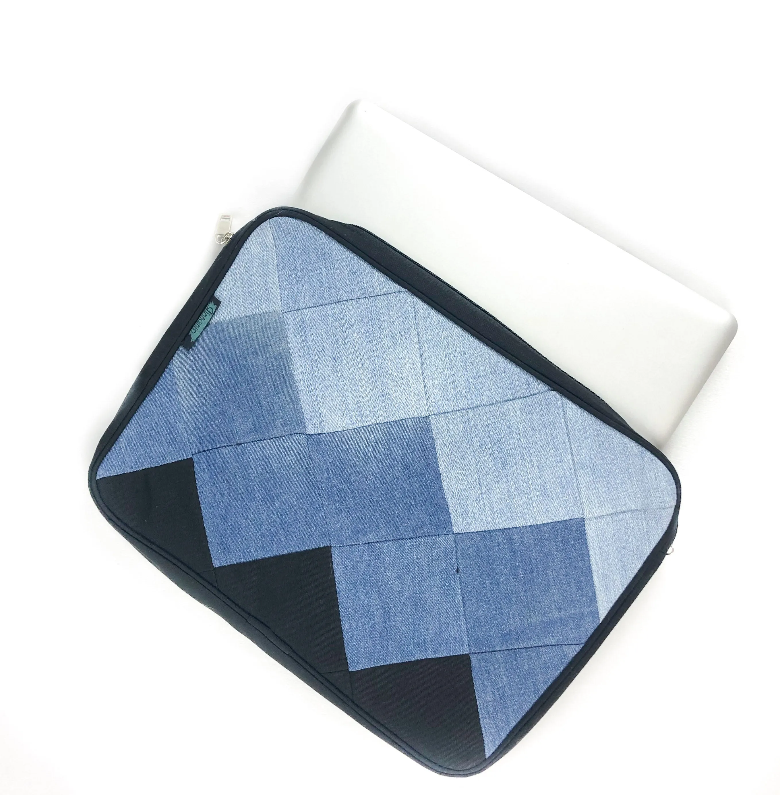 Denim Laptop Sleeve - Square Patchwork