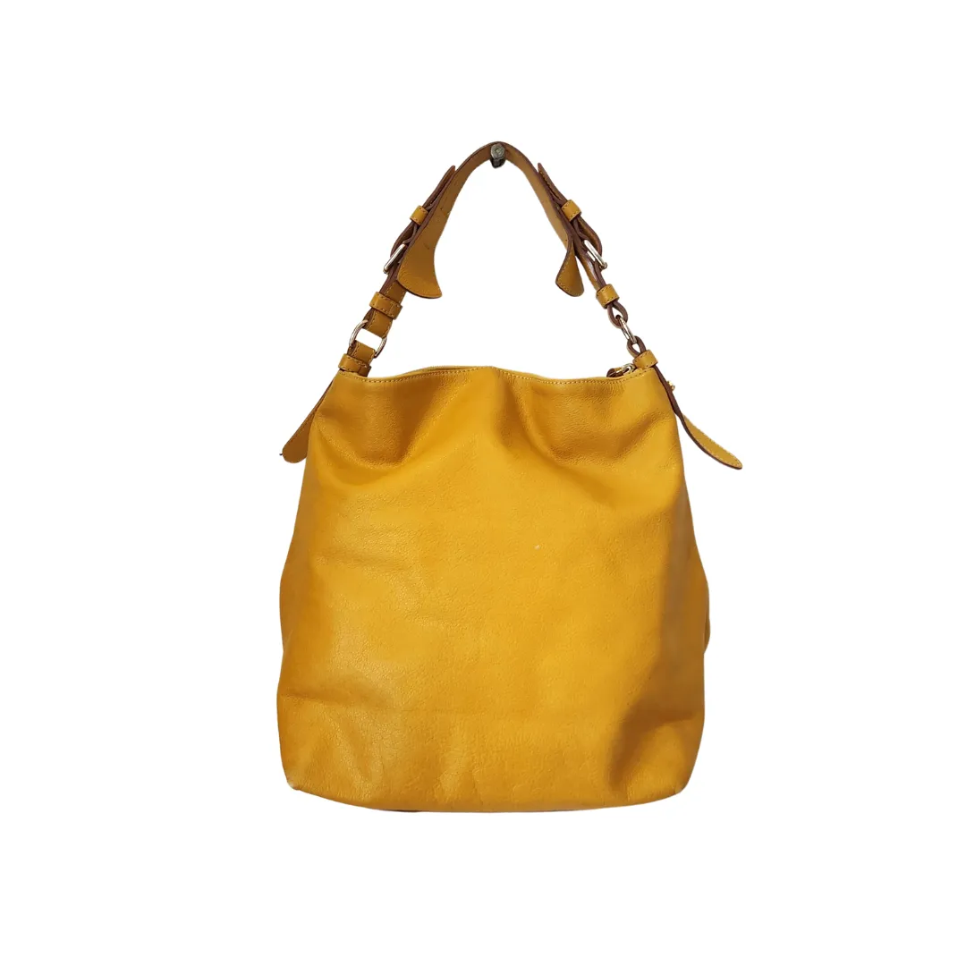 Dooney & Bourke Yellow Mustard Pebbled Leather Hobo Shoulder Bag | Pre Loved |