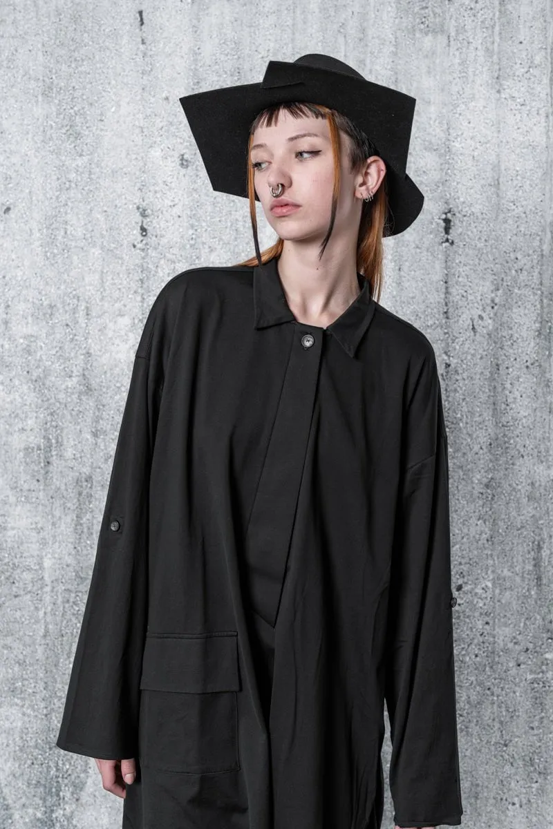 eigensinnig wien | Luna | Extravagantes, schwarzes Oversize Shirt aus Baumwoll-Jersey