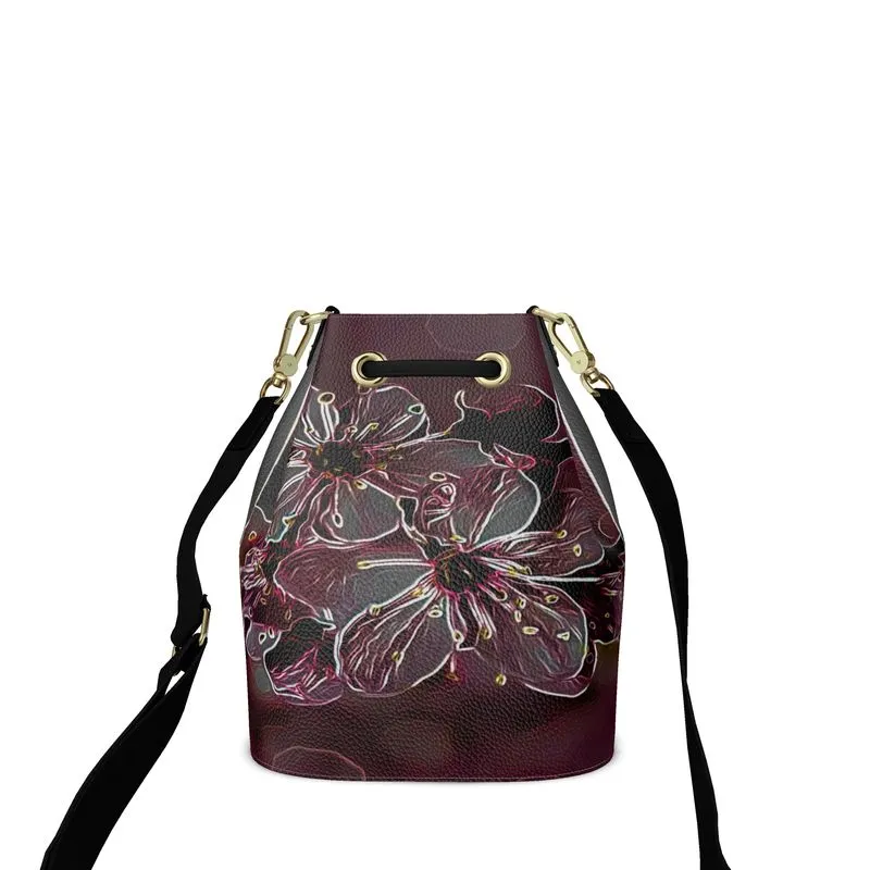 Floral Embosses: Pictorial Cherry Blossoms 01-04 Designer Bucket Bag