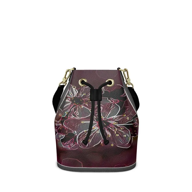 Floral Embosses: Pictorial Cherry Blossoms 01-04 Designer Bucket Bag