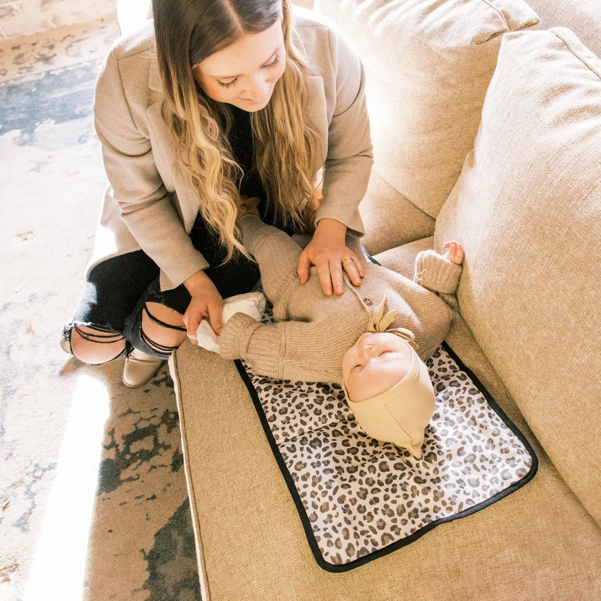 Grey Leopard Changing Mat