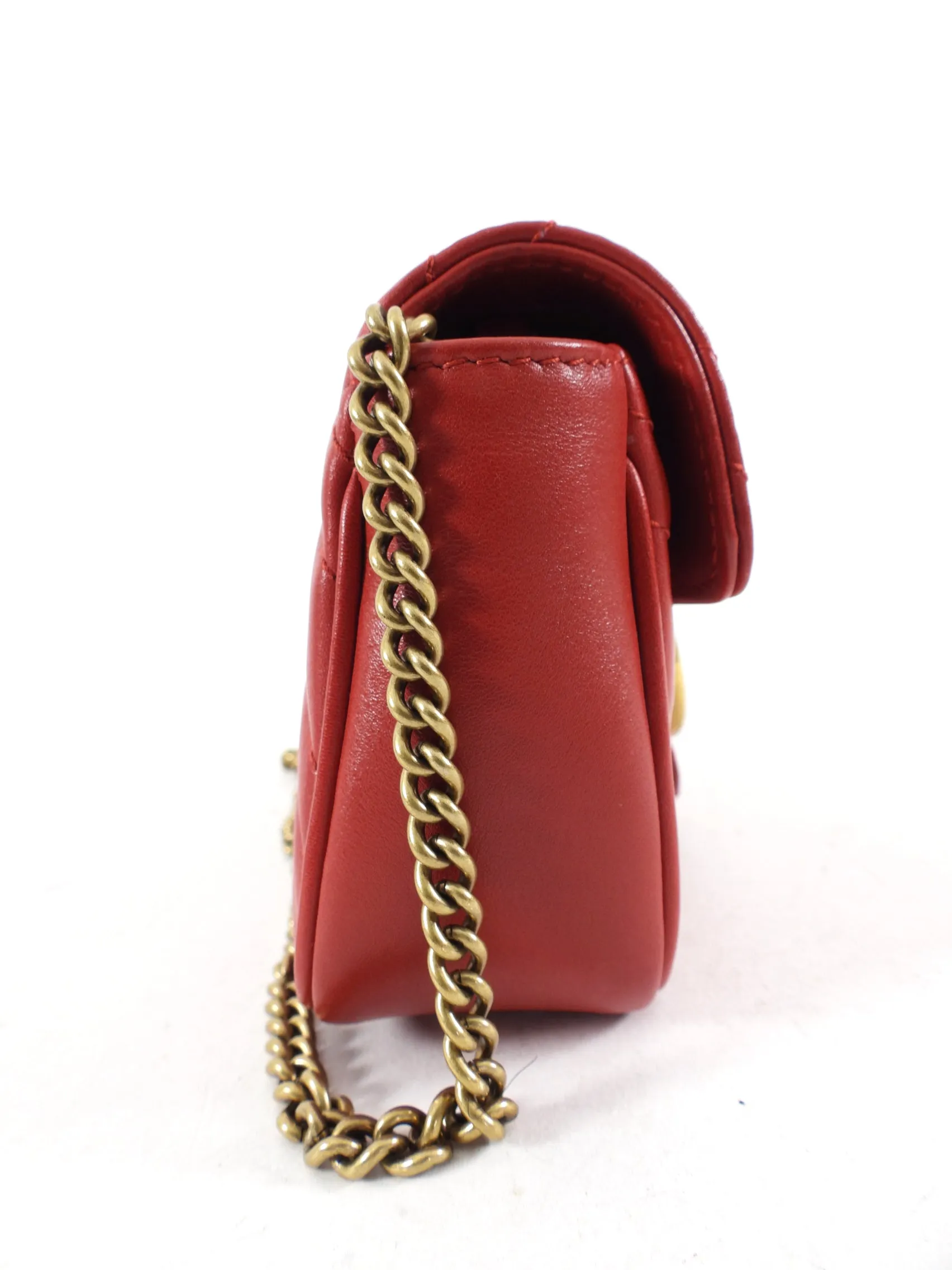 Gucci Super Mini Red Matelasse Marmont Bag