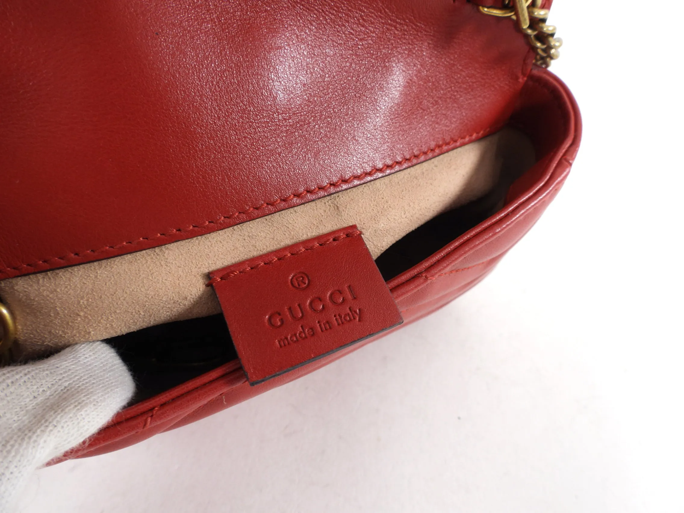 Gucci Super Mini Red Matelasse Marmont Bag