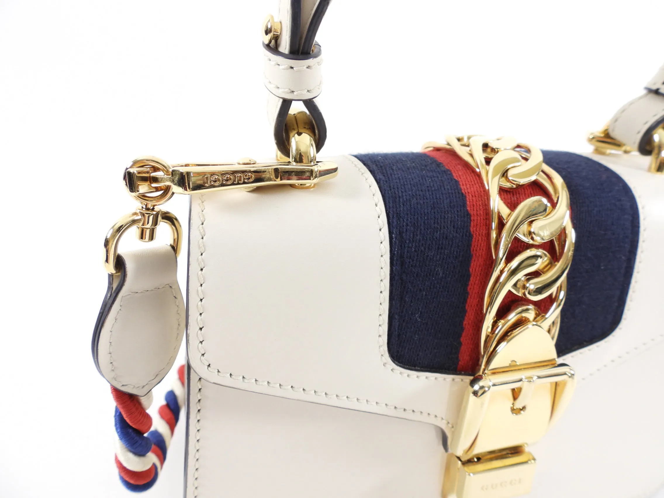 Gucci Sylvie Ivory Mini Web Stripe Bag