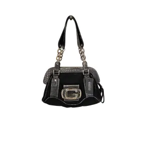 Guess Black Canvas Logo Small Shoulder Bag | Brand New |