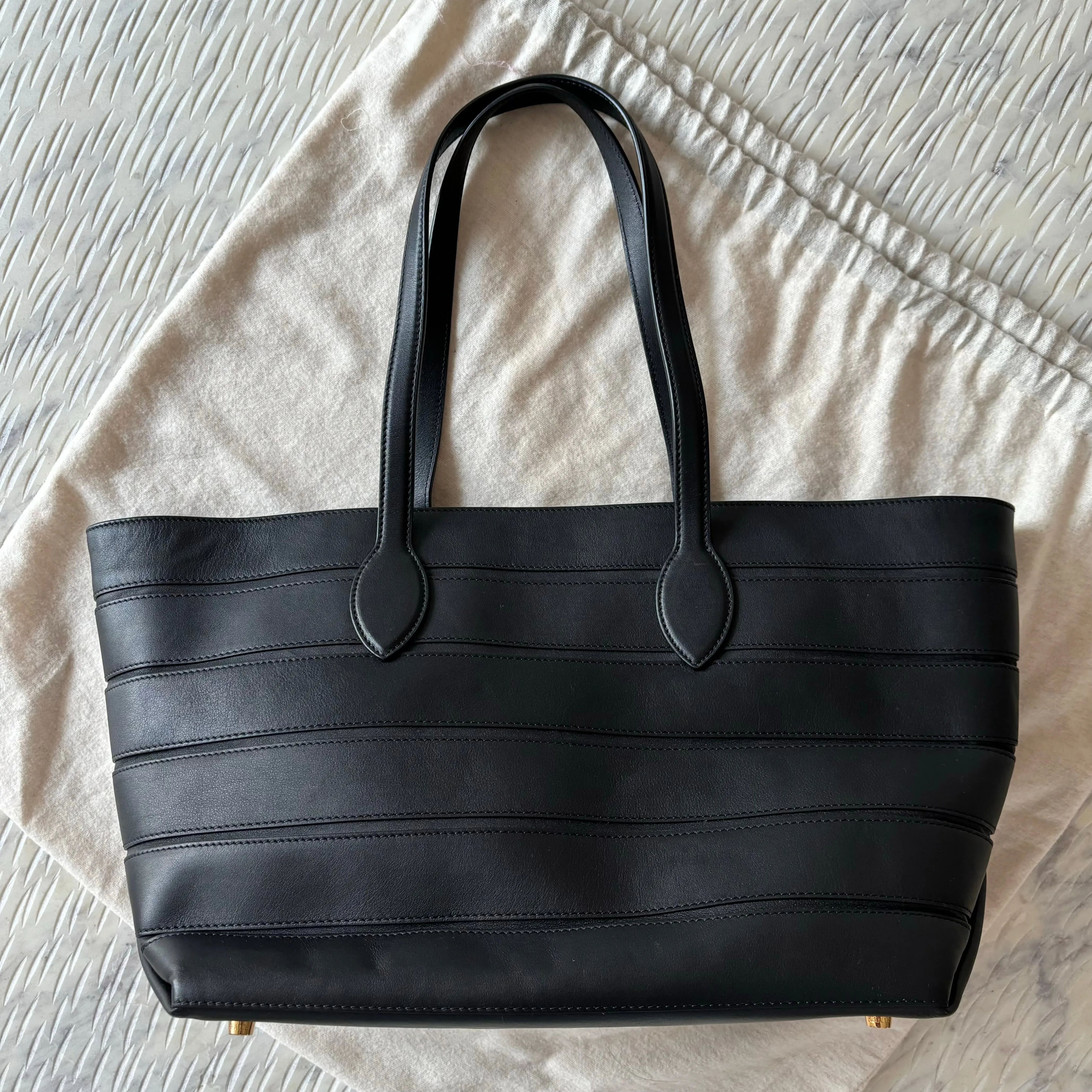 KHAITE Florence Stripe Leather Tote