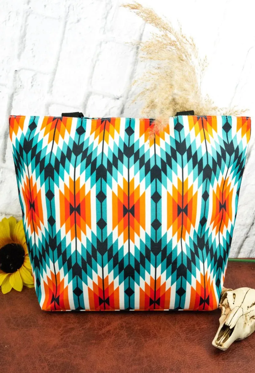 Large Aztec Fire Southwestern Tote Bag Purse