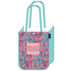 Large Simply Southern Eco Bag - Happy Happy Happy Seahorses