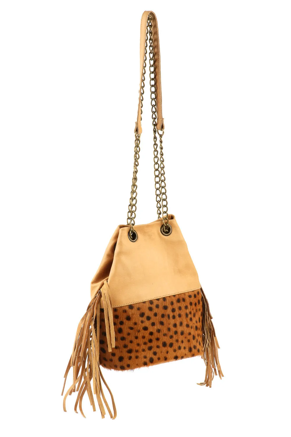 Leather Fringe Bucket Bag