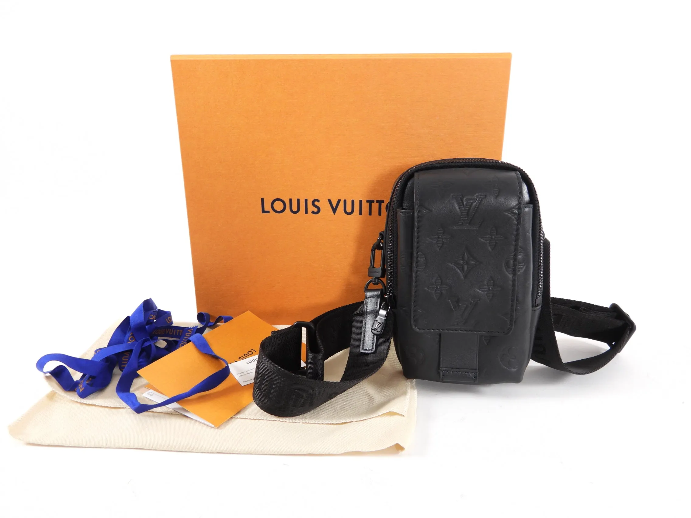 Louis Vuitton Black Empreinte Leather Double Phone Pouch Bag