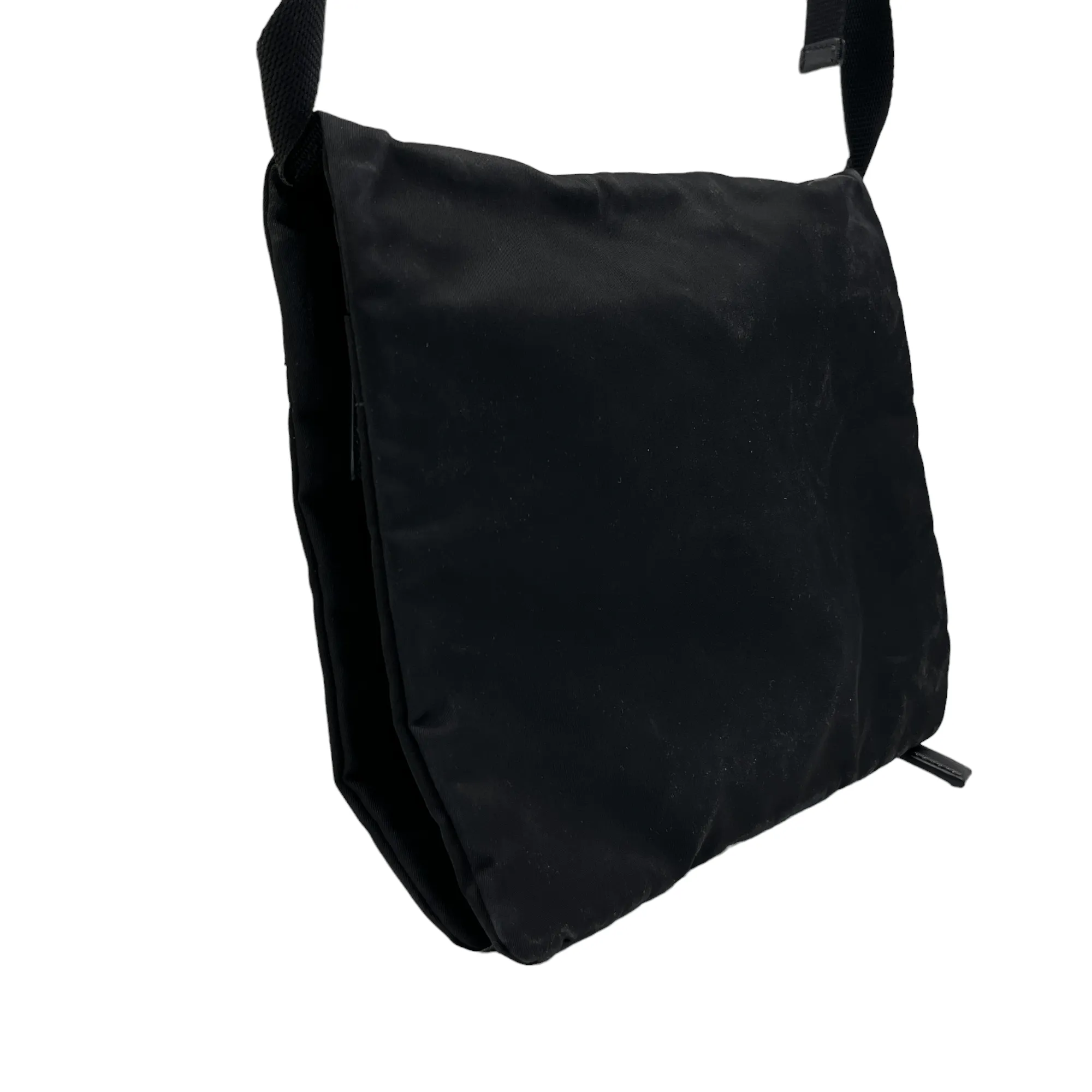 Men's Re-Nylon Logo Messenger Bag Black