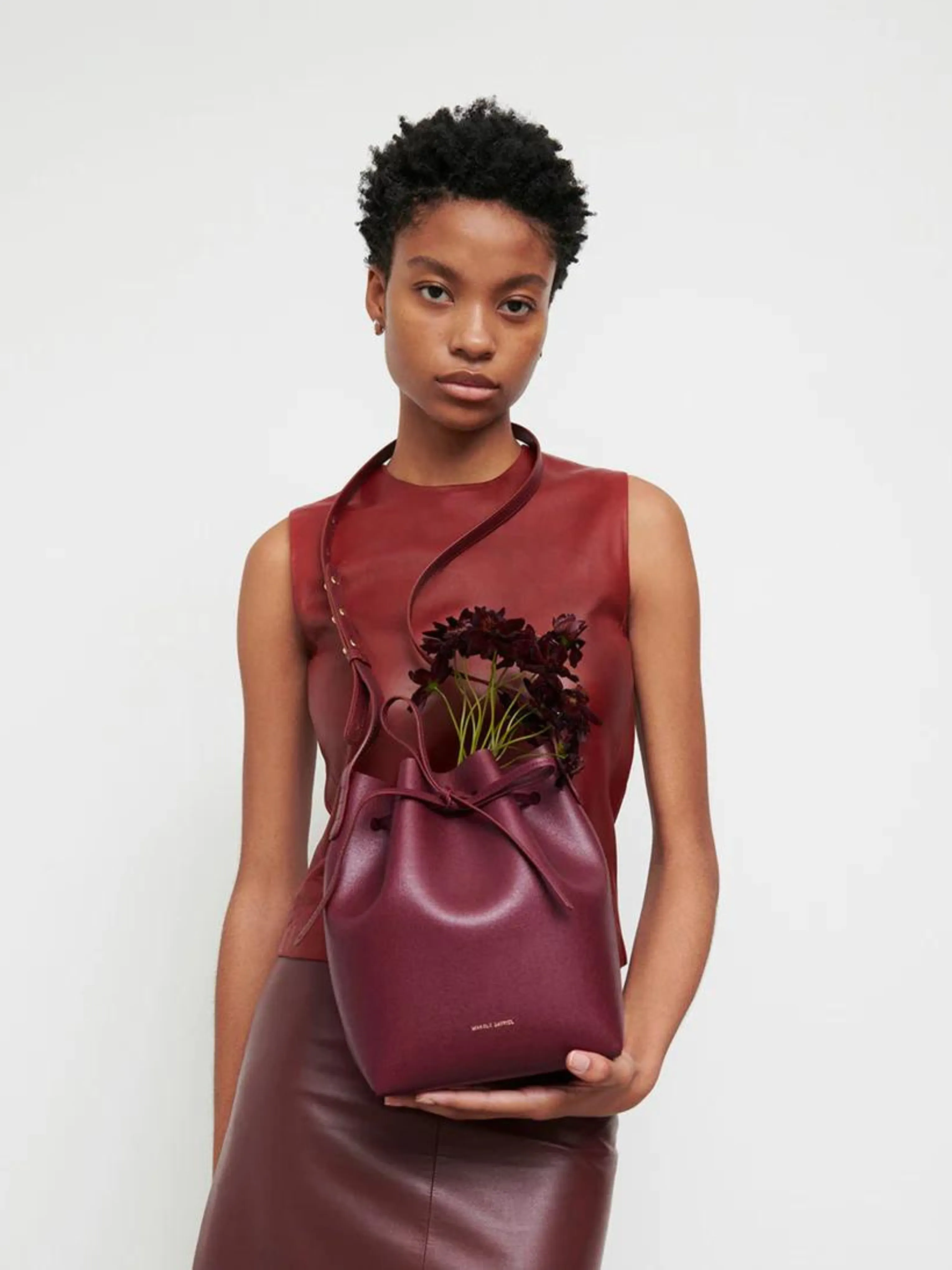 Mini Bucket Bag in Claret