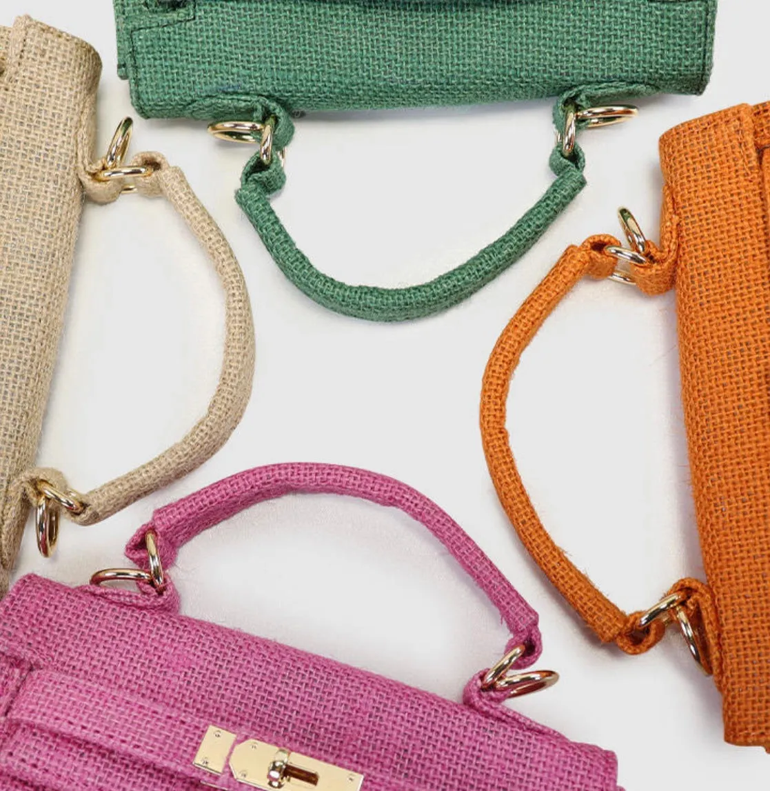 Mini Colored Burlap Kelly Bag