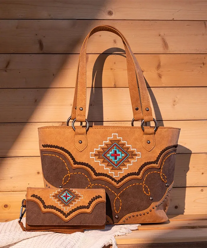 Montana West Aztec Concealed Carry Tote Bag Set