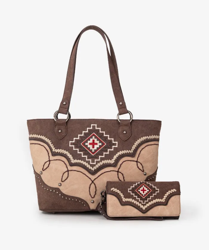 Montana West Aztec Concealed Carry Tote Bag Set