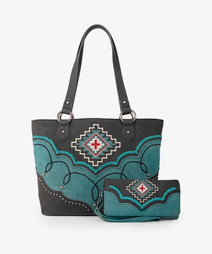 Montana West Aztec Concealed Carry Tote Bag Set