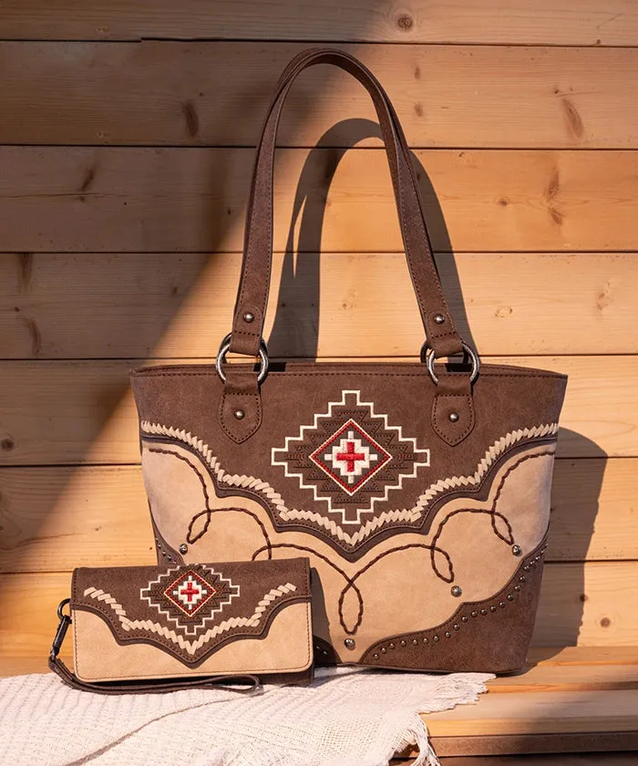 Montana West Aztec Concealed Carry Tote Bag Set