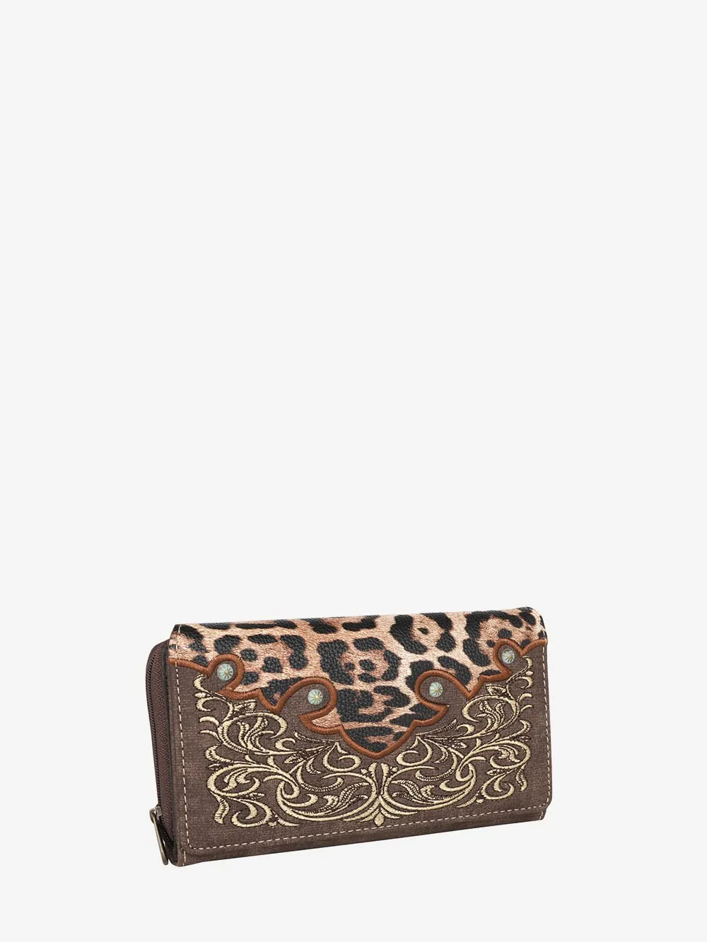 Montana West Embroidered Floral Leopard Wallet